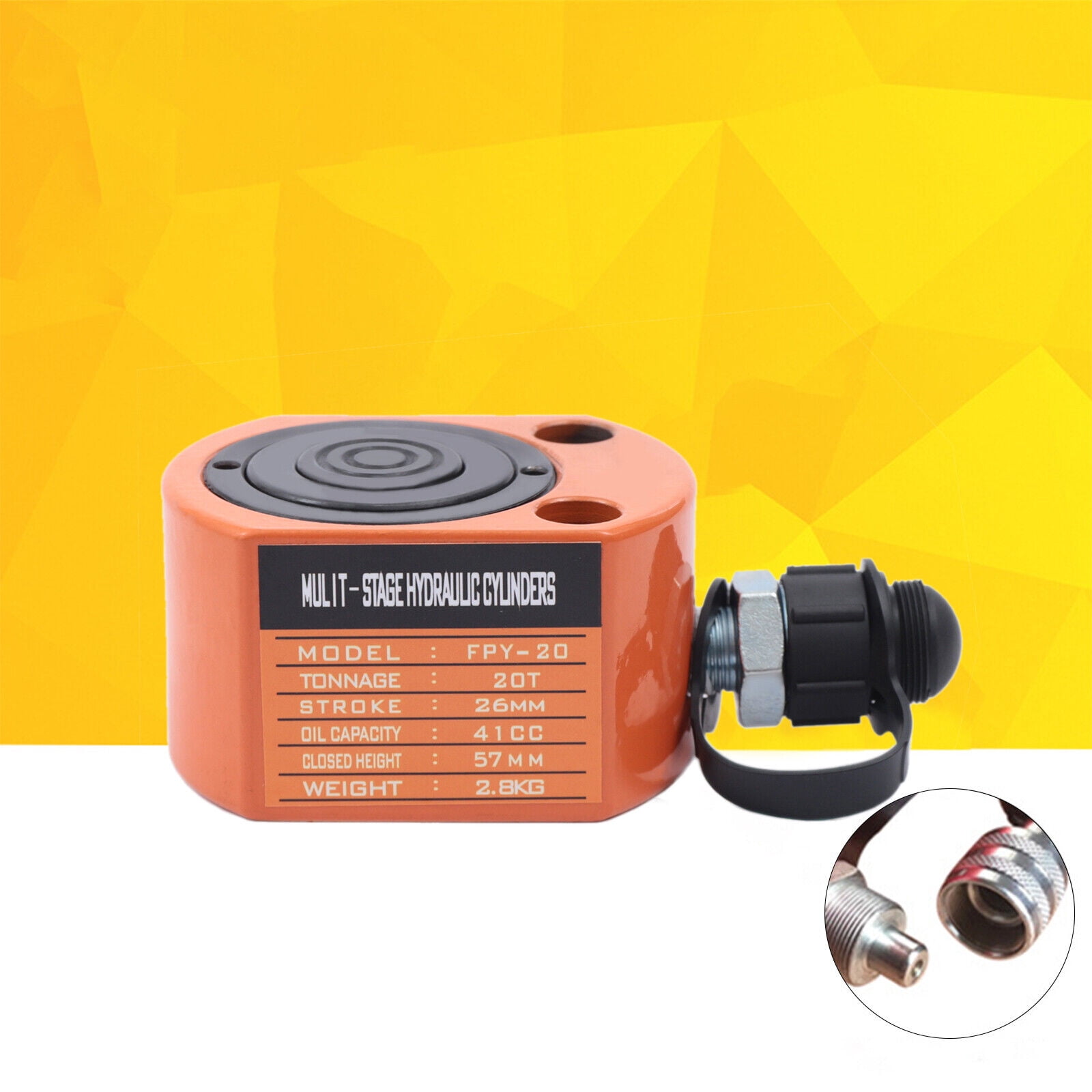 50 Ton Hydraulic Cylinder - 2.52 Inch Stroke Multi-Stage Ram For Porta Power & Flat Jack Applications