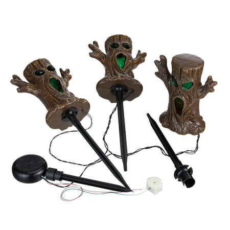 Way to Celebrate 3 ft, Multicolor LED Spooky Tree Lawn Stake Halloween Lights (Set of 3)