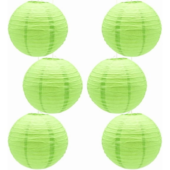 6 Pcs Paper Lanterns 12-Inch Green Chinese Japanese Round Hanging Decoration Paper Lanterns for Halloween Wedding Birthday Paper Lanterns Party Decorations
