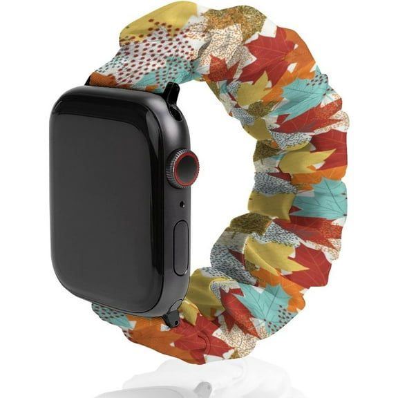 Colorful Fall Maple Leaves Compatible with Apple Watch Band 38mm 40mm 42mm 44mm Women Men, Soft Silicone Sport IWatch Bands Replacement Strap Compatible for IWatch Series 7 6 5 4 3 2 1 SE