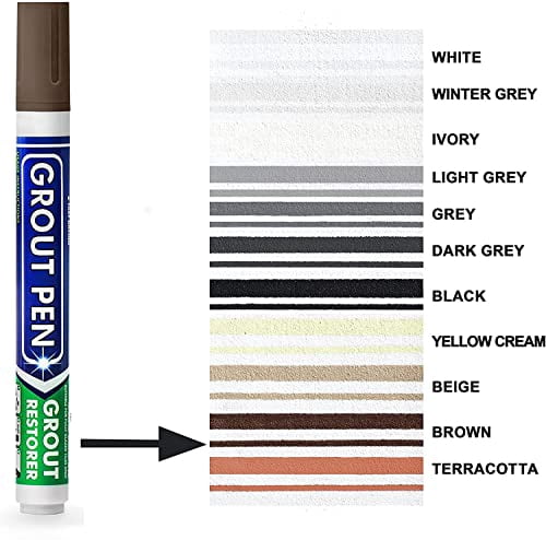 Grout Pen Tile Paint Marker: 2 Pack Brown with 5 Replacement Tips (Narrow 5mm) - Waterproof Colorant and Sealer to Renew Repair Refresh Cleaner Coating Stain Pens
