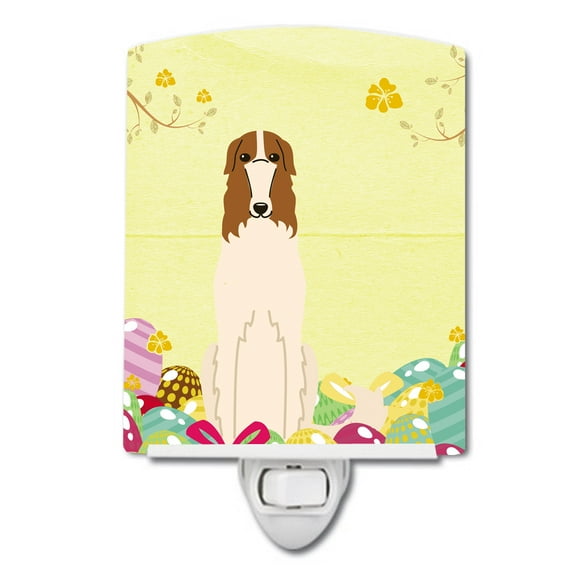 Caroline's Treasures BB6023CNL Easter Eggs Borzoi Ceramic Night Light, 6x4x3", multicolor