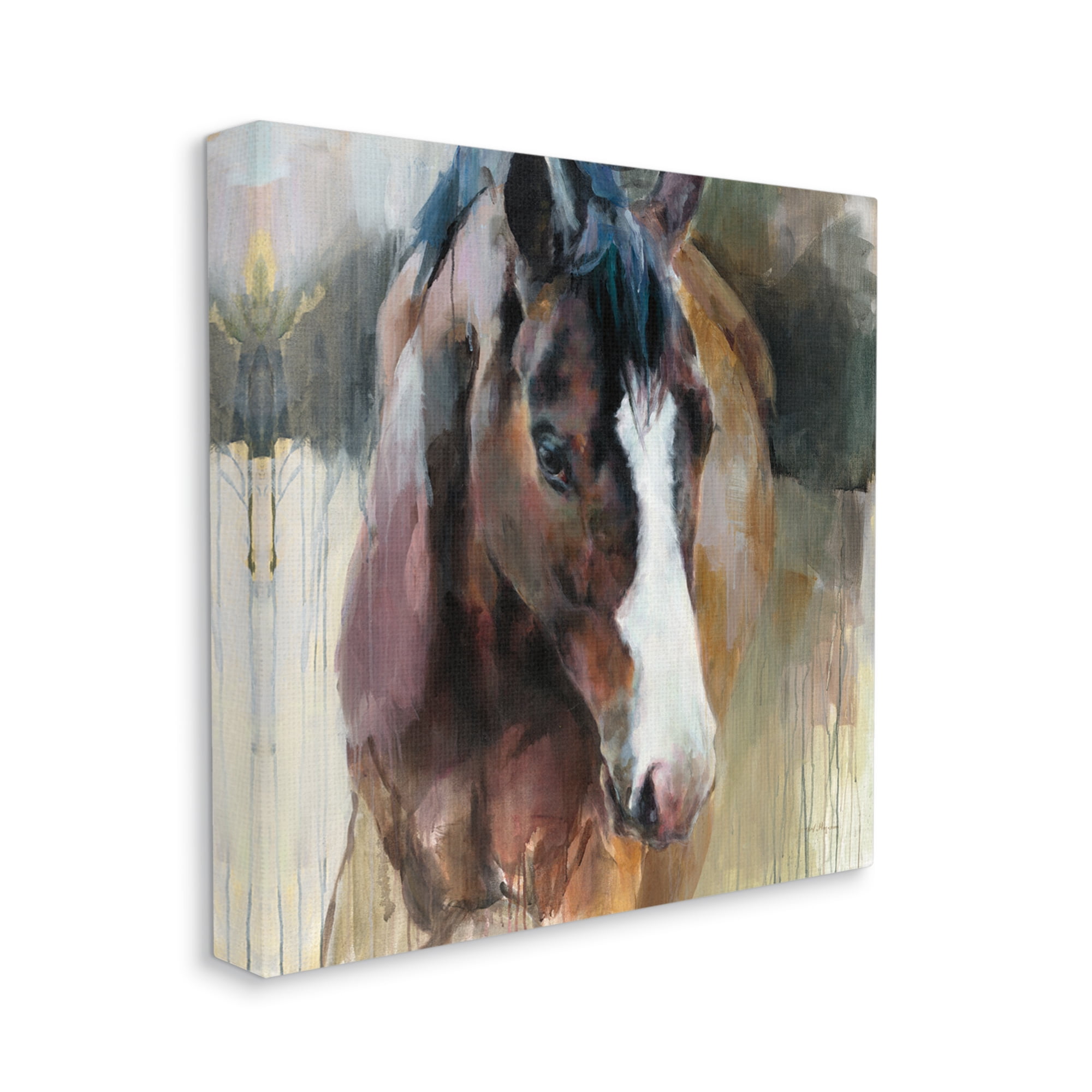 Stupell Industries Modern Brown Horse Portrait Animals & Insects Painting Gallery Wrapped Canvas Print Wall Art, 24 x 24