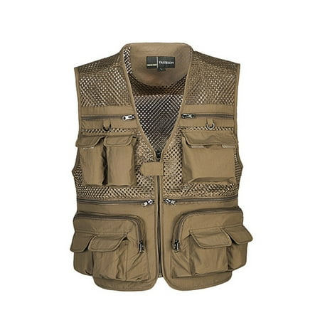 Mens Mesh Outdoor Work Fishing Travel Photo Vest with 16 Pockets