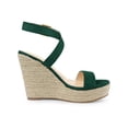 thumbnail image 3 of BLISSFUL STEP Chaussures pour Femmes Sandales Espadrilles à Talon Compensé Slingback à Brides Croisées Vert 6, 3 of 8