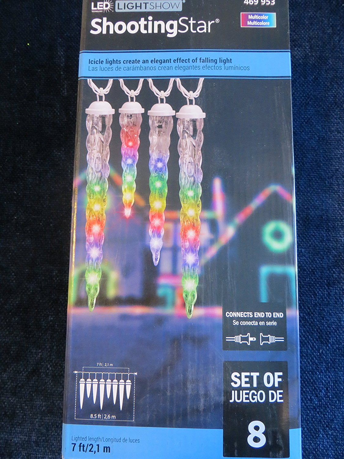 LED Lightshow Shooting Star Icicle Lights MultiColor Set Of 8, Total length of the Light String