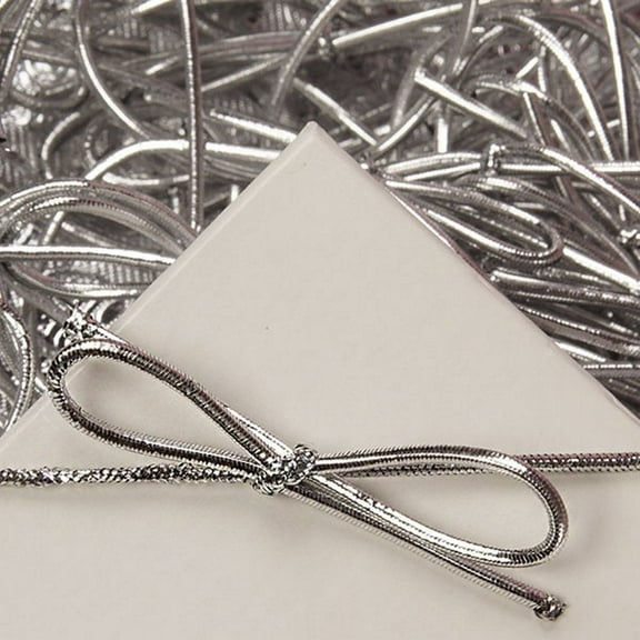 16 Inch Silver Metallic Stretch Loops With Bow - 50 Pack