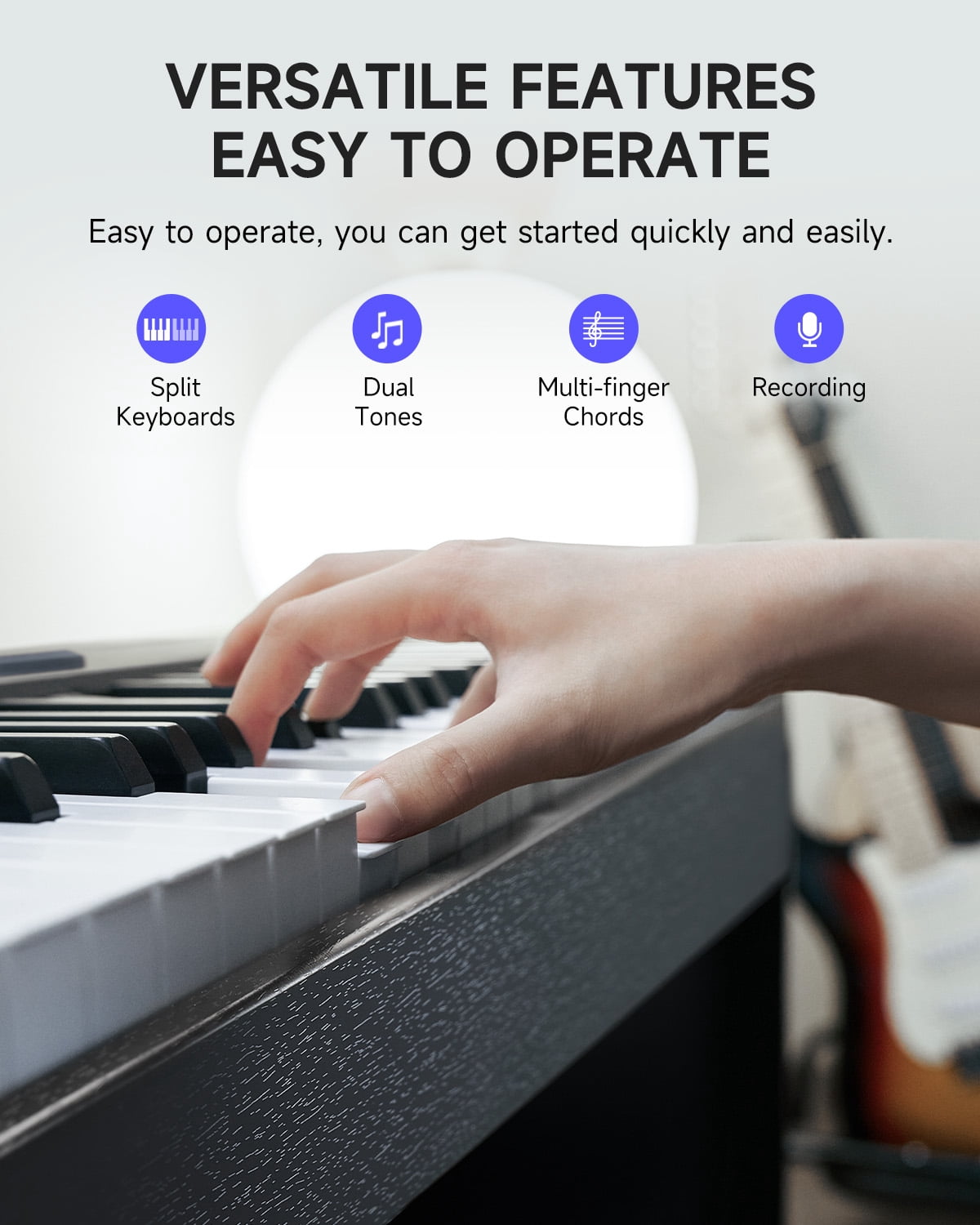 Donner DDP-50 LITE 88-Key Weighted Digital Piano for Beginners, Full Size Electric Piano with Music Stand, Power Adapter, Sustain Pedal, Built-in Lessons, 1000 Tones & Rhythms, Black