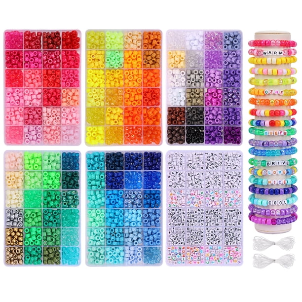 Kit para hacer pulseras de amistad con cuentas de poni QUEFE 4680 unidades