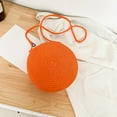 thumbnail image 4 of Bolso bandolera de hombro de color sólido tejido para mujer de vacaciones pequeños redondos, 4 of 5