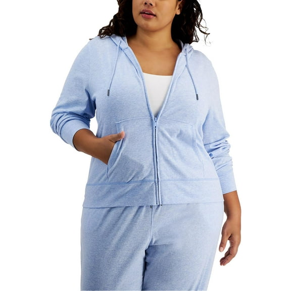 ID Ideology Plus Size Full Zip Hooded Jacket Faded Blue Heather 2X