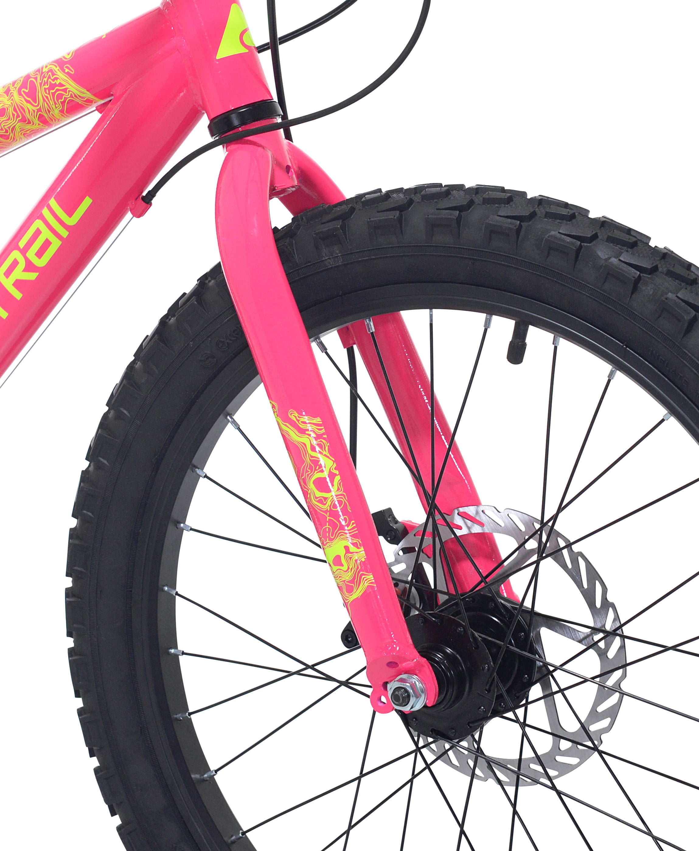 20" Ozark Trail Mountain Bike, 7 Speed, Fits Rider 3'11"-4'4", Pink, Child/Tween/Teen, Unisex