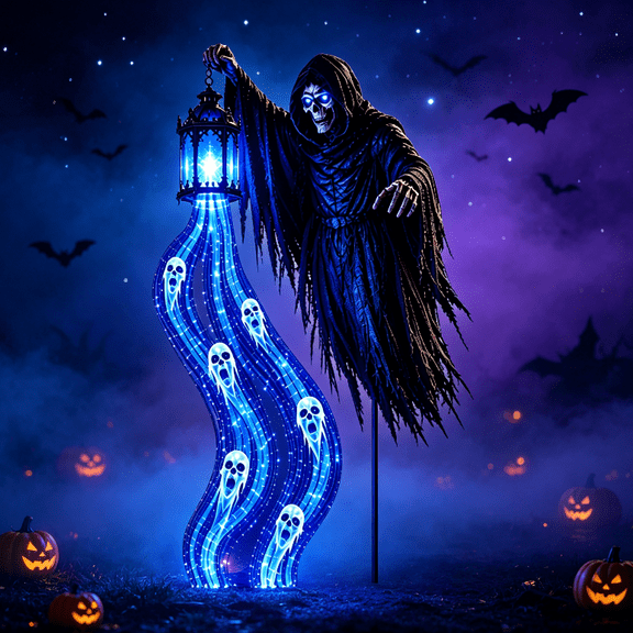 Halloween Soul Harvester Animated Garden Light, Spooky Glowing Yard Stake Decor, Perfect for Lawn Pathway, Builds Immersive Haunted House Atmosphere for Halloween