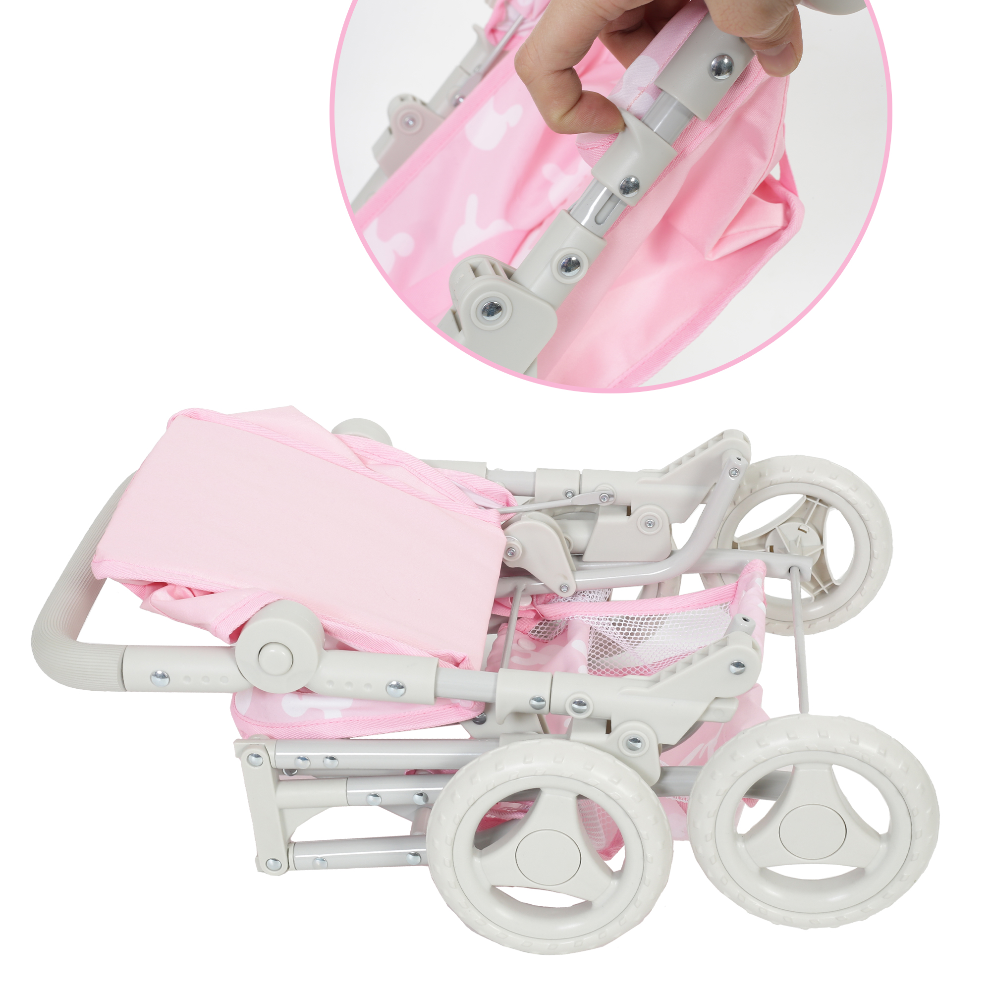 Yexmas Adjustable Doll Stroller, Pink, 18 inches