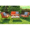 thumbnail image 2 of Linon Lathan 4-Piece Acacia Outdoor Conversation Set with Coffee Table, Loveseat & Chairs, Acorn/Orange, 2 of 25