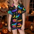 thumbnail image 2 of JAJAHO Girls Halloween Pajamas Short Sleeve Sleepwear Spooky Button Down 2 Piece Pjs For Kids 3-14Y, 2 of 4