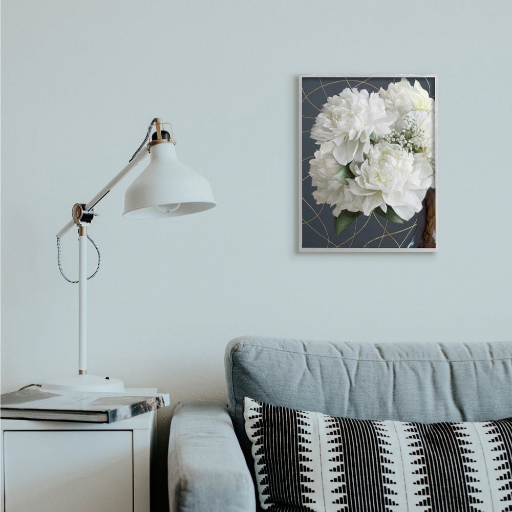 Stupell Industries White Flower Bouquet Petal Detail Interior Painting Framed Wall Art Design by Ziwei Li, 16" x 20", Gray Framed