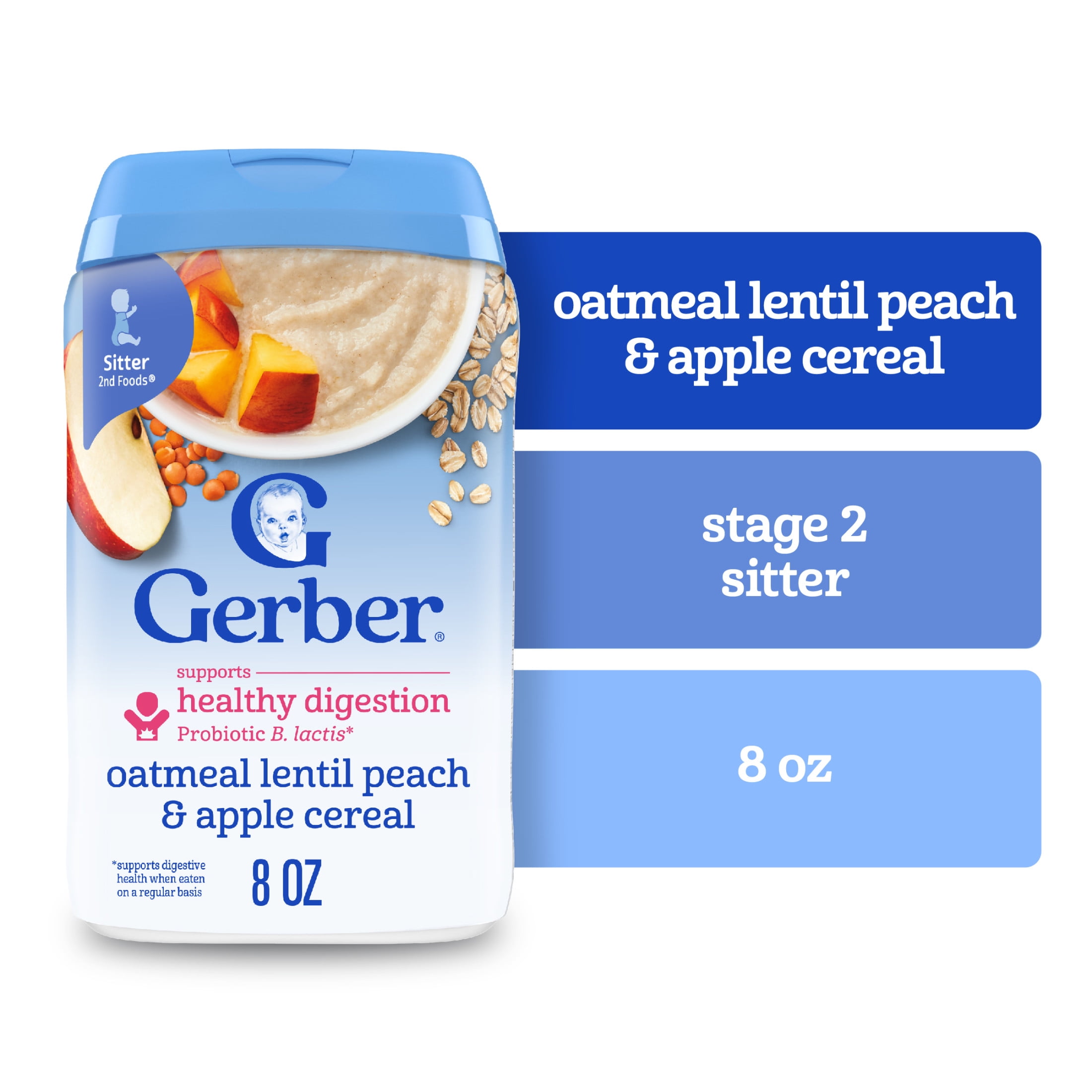 Gerber Baby Cereal with Probiotics, Oatmeal Peach Apple, oz