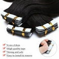 thumbnail image 4 of Benehair 100% Real Remy Human Hair Extensions Tape In Seamless Skin Weft Full Head Body Wave Women Thick 20 pcs 40pcs Black, 4 of 11