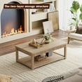 thumbnail image 6 of Coffee Table, 39 Inch Modern Coffee Tables for Living Room with 2-Tier Storage & Wave-Edge, Oak Center Table for Bedroom/Office, 6 of 8