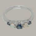 thumbnail image 5 of LBG British Made 9k White Gold Natural Sapphire & Opal Womens band Ring - 33 size options - Size 6, 5 of 6