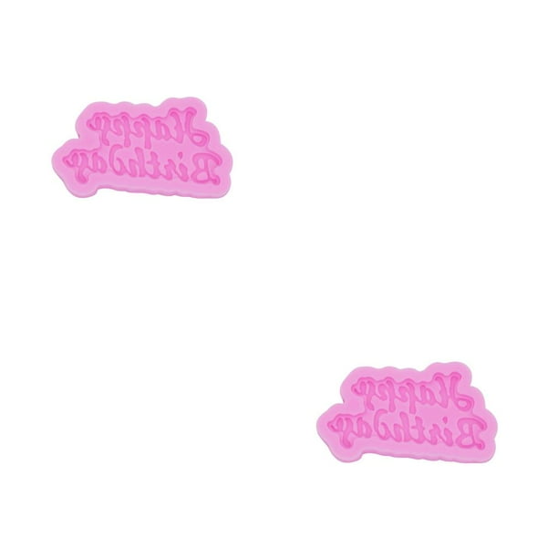 Ounissouiy Molde de silicona 3D para letras de feliz cumpleaños, reemplazo antiadherente reutilizable, decorativo, bricolaje, herramientas de Rosa 2piezas