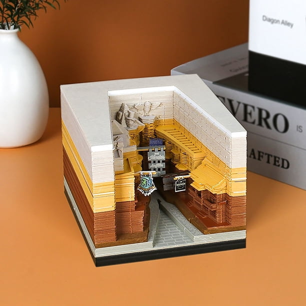 Adornos de escritorio con modelo de papel tallado para regalo creativo, notas estéreo 3D en la esquina del callejón Diagon
