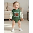 thumbnail image 4 of BemeyourBBs Baby Girls Boy Football Outfits Bubble Romper Sweatshirt Rubby Embroidery Long Sleeve Bodysuit Newborn Spring Fall Winter Going Home Outfit, 4 of 8