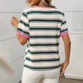 thumbnail image 3 of Annhoo Summer Tops for Women Striped Crew Neck Short Sleeve Shirts Casual Color Block Trendy Comfy Basic Tees, 3 of 6