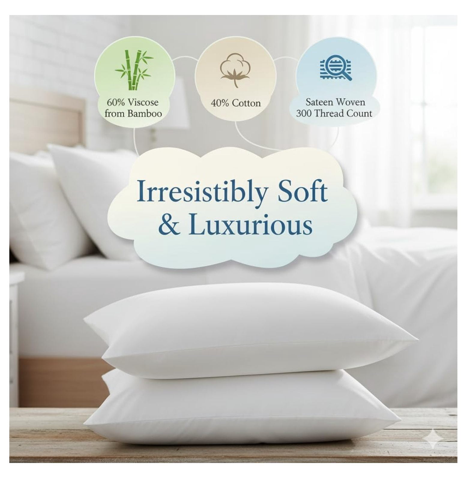 Silky-Soft Viscose from Bamboo-Cotton , Full 4PC Bed Sheets Set, Blue