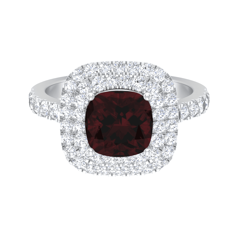 4.50 CT Red Garnet Engagement Wedding Band His her Trio Ring Set Black Gold Over 