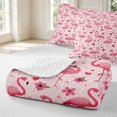 thumbnail image 4 of Erosebridal Watercolor Flamingo Animals Bed Spread Queen,Vintage Flowers Queen Coverlet Set,Pink Rose,3 Pieces,1 Quilt and 2 Pillowcases, 4 of 7