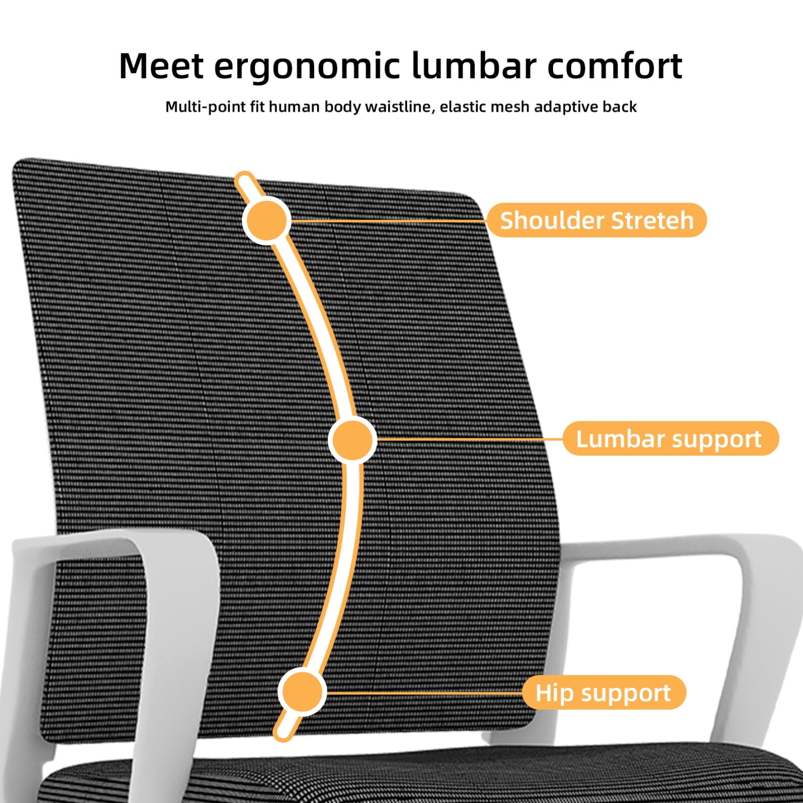 Modern Office Chair No Wheels, Ergonomic Study Chair with Handrail and Steel Legs, Comfy Home Office Desk Chairs with Ultra Thick Cushion, White+Black