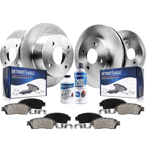 Detroit Axle - Front Rear Disc Brake Rotors Ceramic Brake Pads Kit for 1992-1993 Honda Civic, 1990-1993 Acura Integra: 10.32'' inch Front Rotor