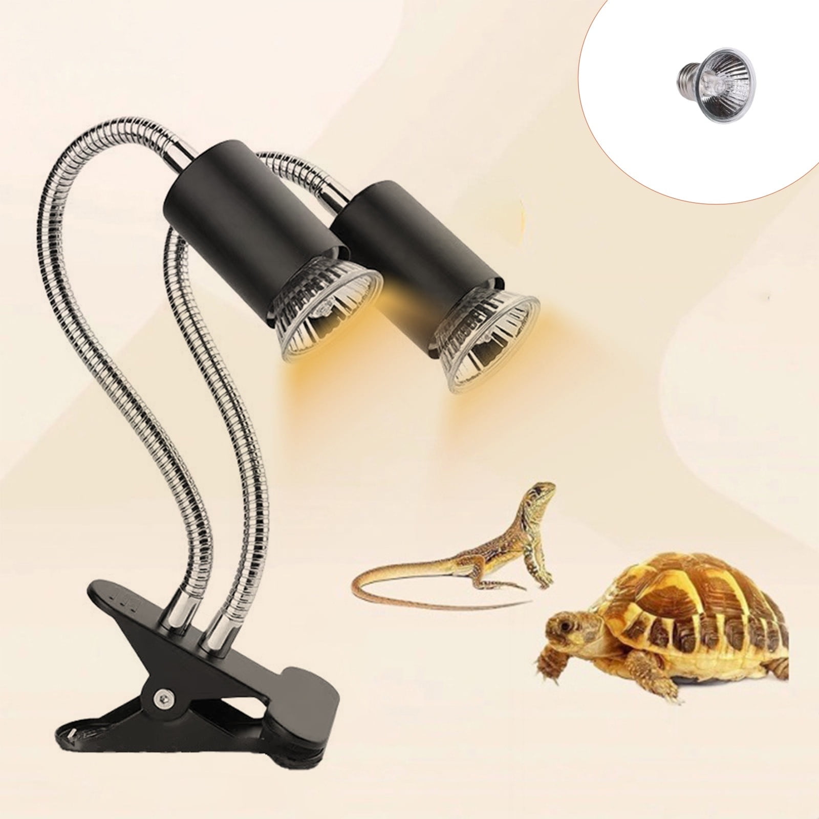 EBCUE Reptile Basking Heat Lamp Bulb Dimmable Timing Day‑Night Mode Heating Light Heating Accessory for Turtle Lizard Gecko Reptile Terrarium Habitat Use