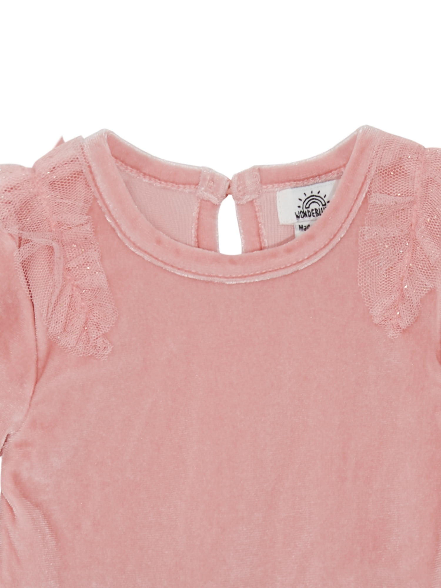 Wonderluxe Baby Girls' Long Sleeve Velvet Dress, 3-Piece Set, Sizes 0-3M-24M