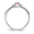 thumbnail image 2 of Sterling Silver Rhodium-plated Pink CZ & Diamond Birthstone Ring QBR25OCT, 2 of 3