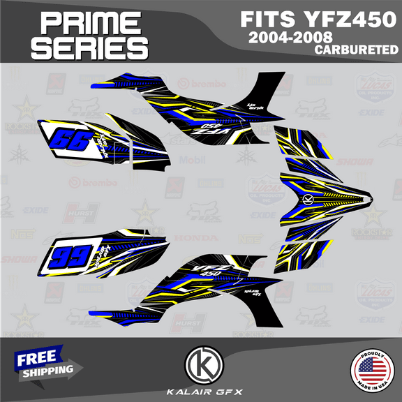 Kalair GFX Graphics Kit for Yamaha ATV YFZ 450 Carburator (2004-2008) Prime Series