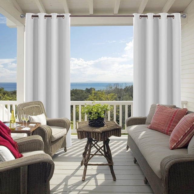 Cortinas para Exteriores de Pérgola, Cortinas Opacas para Exteriores, Impermeables, ecoración Exterior, Protección de Privacidad para Pabellón / Blanco 52x108in perfecl Cortina opaca