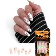 thumbnail image 4 of Aksod Glossy Ghost Press on Nails Blanco Mediano Oval Uñas postizas Diseñado Almendra Cubierta completa Artificial Lindo Halloween Uñas postizas Consejos para mujeres y niñas 24 piezas (Estilo F) Zhivalor OTTO-ZYS-0249, 4 of 6