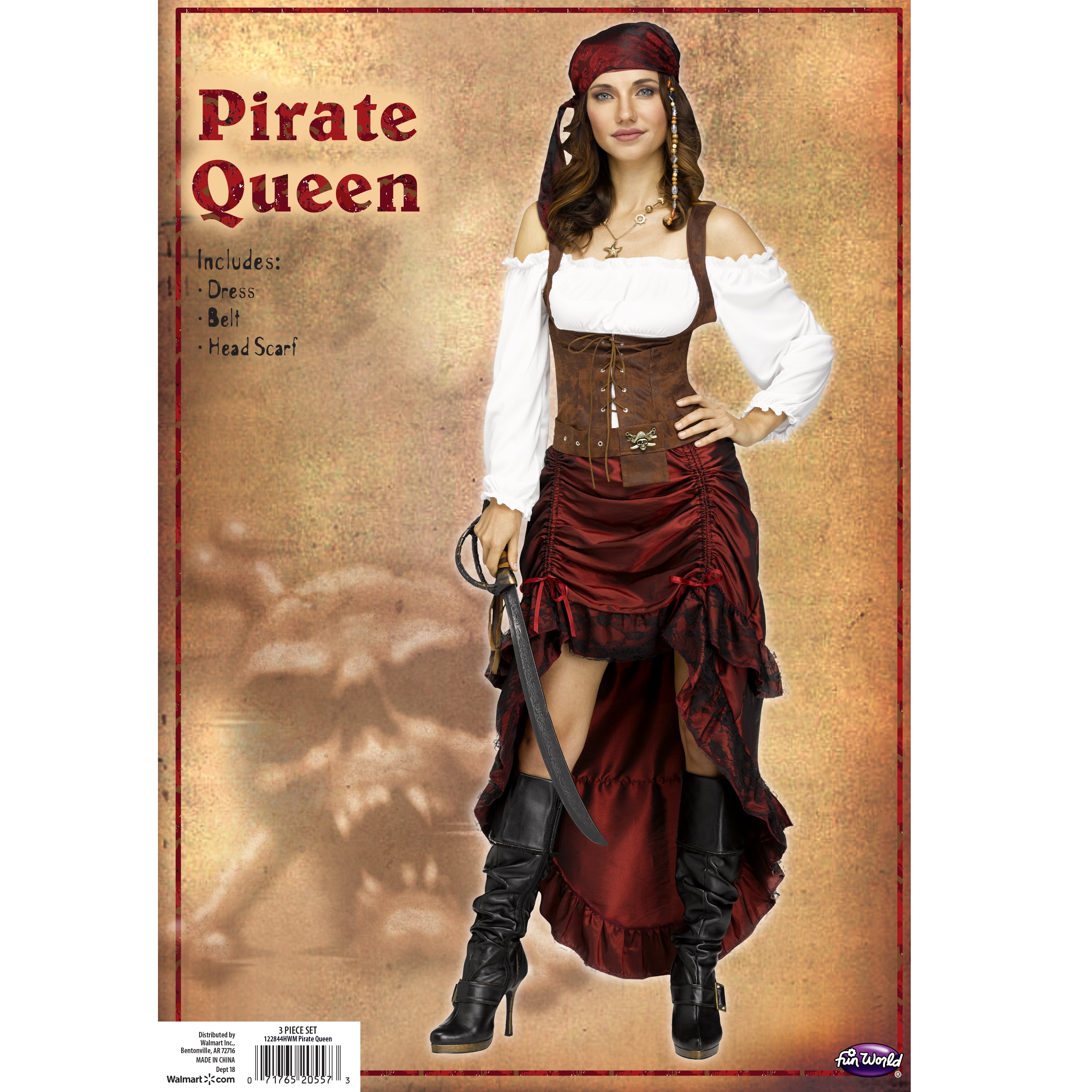 Women's Pirate Queen Halloween Costume Set, Fun World, Sizes S-3XL