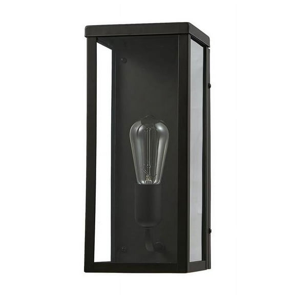 Globe Electric 44199 Donald 1-Light Outdoor Indoor Wall Sconce, Bronze - Clear Glass Shade