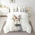 thumbnail image 2 of jejeloiu B Cute Rabbit Print 7 Pieces Bedding Comforter Set,Colorful Floral Blossom Full Bedding Set For Animal Lover Reversible, 2 of 8