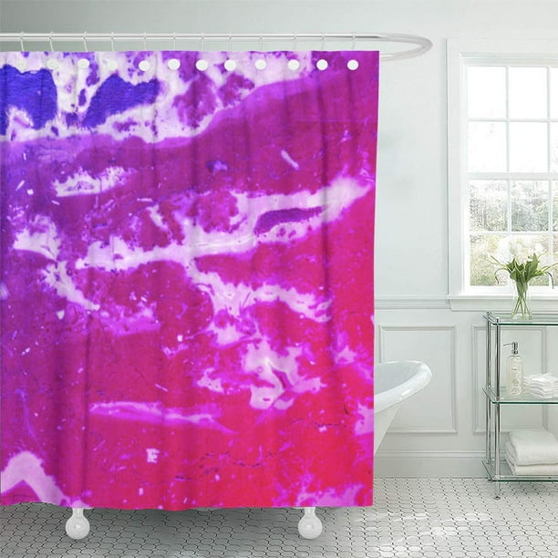 Cynlon Blue White Bright Pink Marble Pretty Stone Tint Bathroom Decor Bath Shower Curtain 66x72 Inch Walmart Com Walmart Com