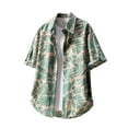 thumbnail image 5 of IROINNID Men's 2 Piece Tropical Leaf Print Outfit Short Sleeve Button Down Shirt and Drawstring Waist Shorts Set Casual Vacation Beachwear Summer Matching Set, 5 of 8