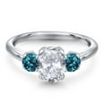 thumbnail image 3 of Gem Stone King 2.16 Ct Oval White Topaz London Blue Topaz 925 Sterling Silver Ring, 3 of 6