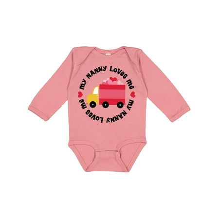 

Inktastic My Nanny Loves Me Gift Baby Boy or Baby Girl Long Sleeve Bodysuit