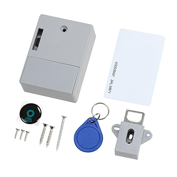 Cerradura invisible de inducción magnética duradera sin perforaciones para gabinetes de oficina y hogar. Puerta simple gris