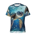 thumbnail image 3 of Rocae Watercolor Turtle for Men's Moisture-Wicking Crew Tee - T-Shirt for Sports, Outdoor Activities, and Casual WearLarge, 3 of 9