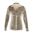 thumbnail image 4 of Relanfenk Women's Winter Fashion Velvet Long Sleeve Button Pocket Casual Shirt Top, 4 of 6